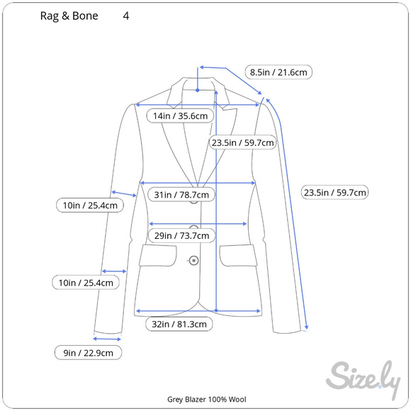 Gray Rag & Bone Work Blazer 100% Wool- Size 4 - Picture 13 of 13